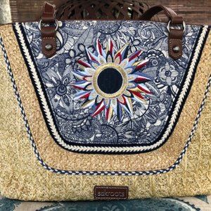 Sakroots wicker and material purse